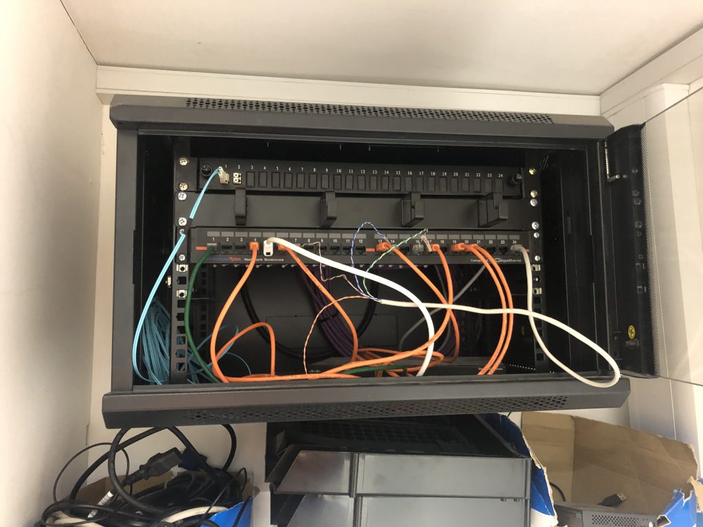 untidy network cabinet