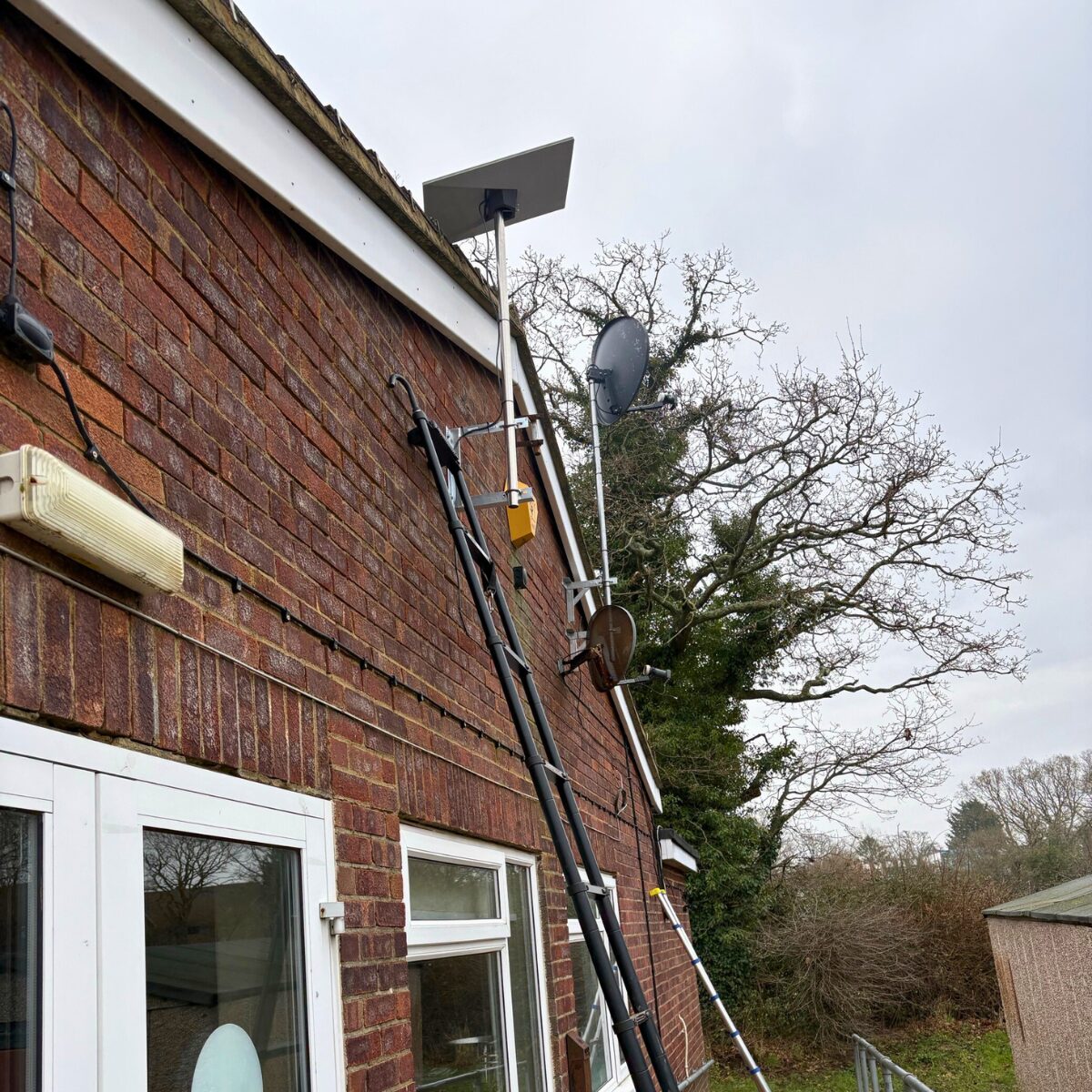 In progress Starlink installation at Burgess Hill Rugby Club