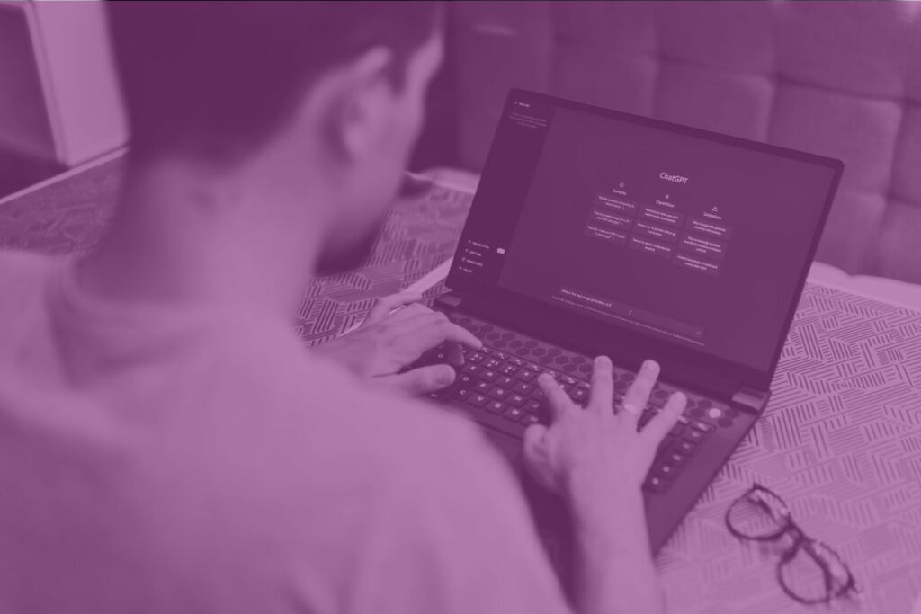 Employee using AI on laptop