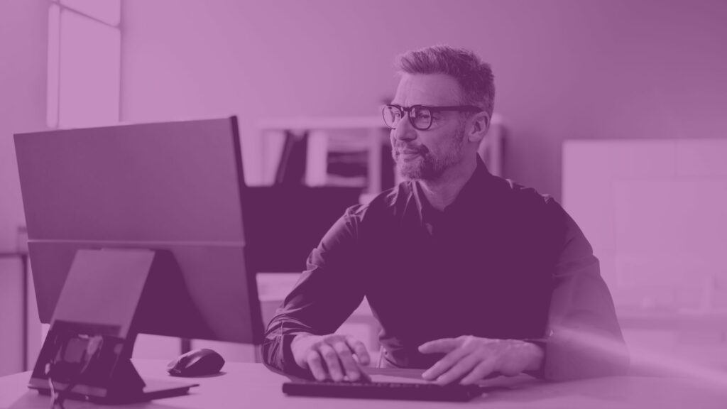 Man on computer at work